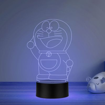 3D Illusion Doraemon Anime Led Night Lamp with Multicolored Kids Room & Home Decoration Lamp Best Birthday Gift for Children Girls Boys